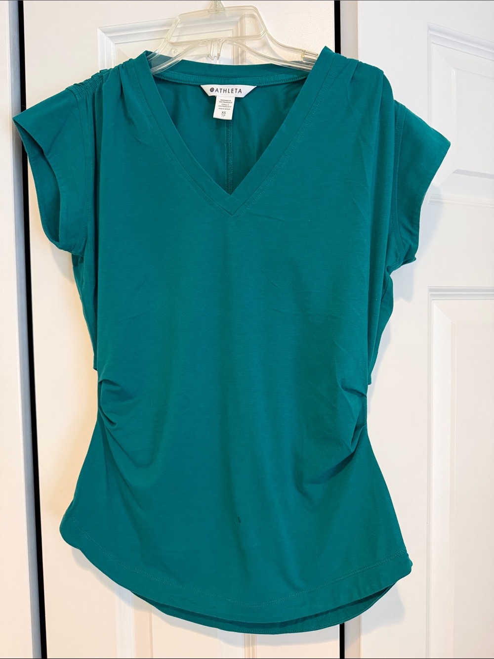 Athleta Teal V-Neck Cap Sleeve Top